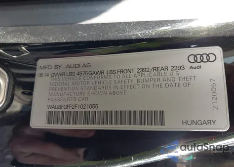 2015 Audi A3 2.0T Premium from USA, damaged, VIN WAUBFGFF2F1021055